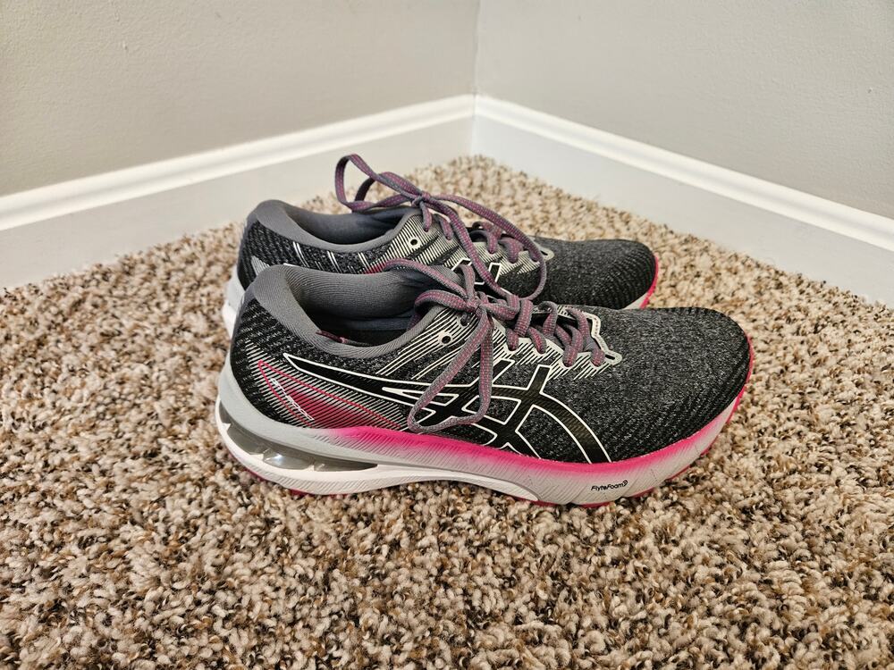 ASICS GT-2000 10 Women’s 8 Running Shoes Black Gray Pink 1012B045